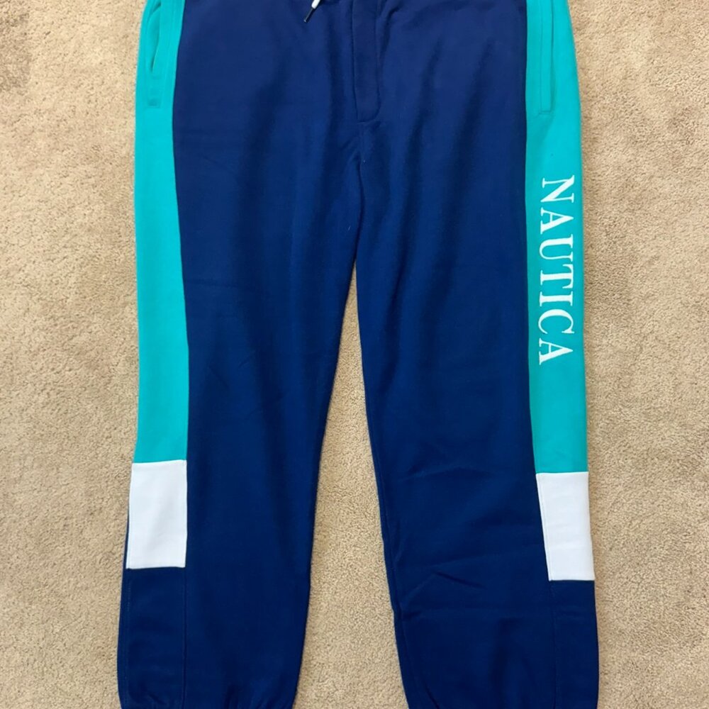 Nautica Mens Joggers Sweat Pants Navy, Aqua & White Size XXL
